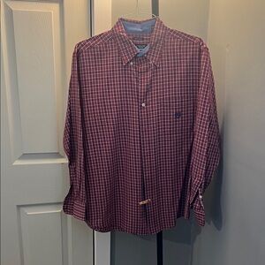 Chaps Burgundy Plaid Button Down Shirt